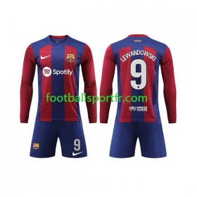 Tenue FC Barcelone LEWANDOWSKI 9 Enfant Domicile 2023-2024 Maillot de Foot ML